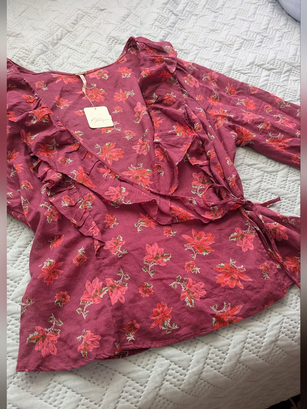 Free People Amanda Ruffle Wrap Top (L) - Picture 7 of 11